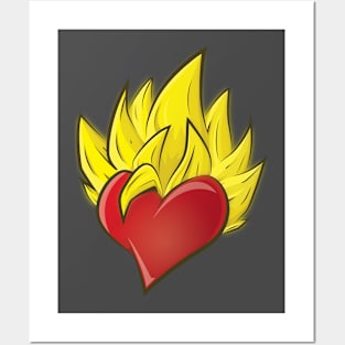 super saiyan heart Posters and Art